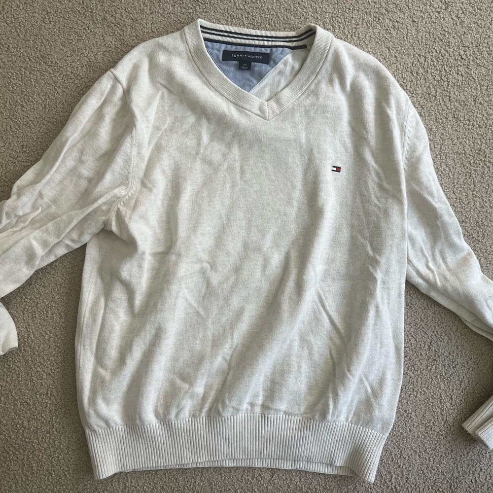 Tommy Hilfiger Off-White V-Neck Sweater